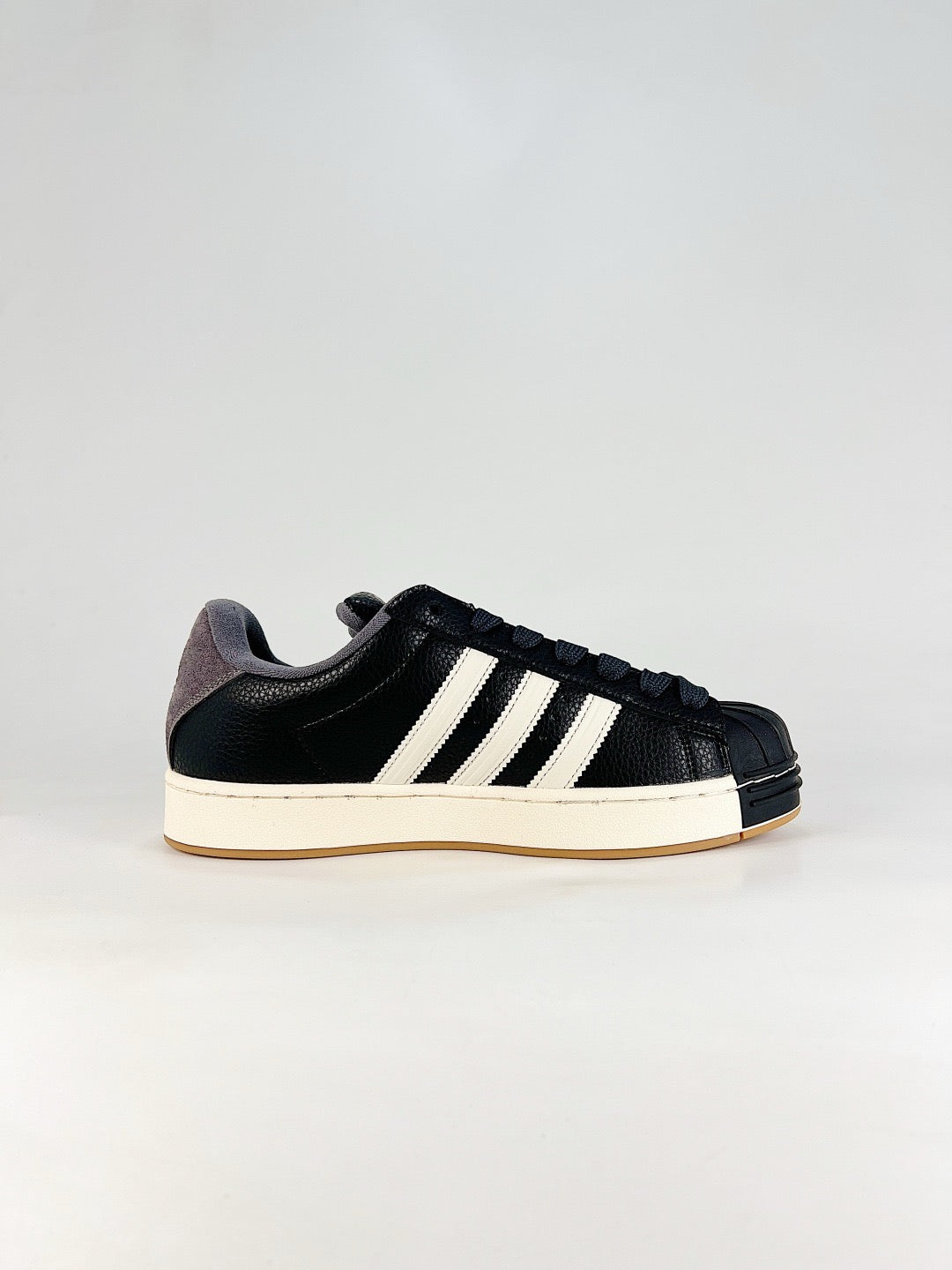 Adidas Superstar Black Leather Off White Stripes Sneakers Unisex