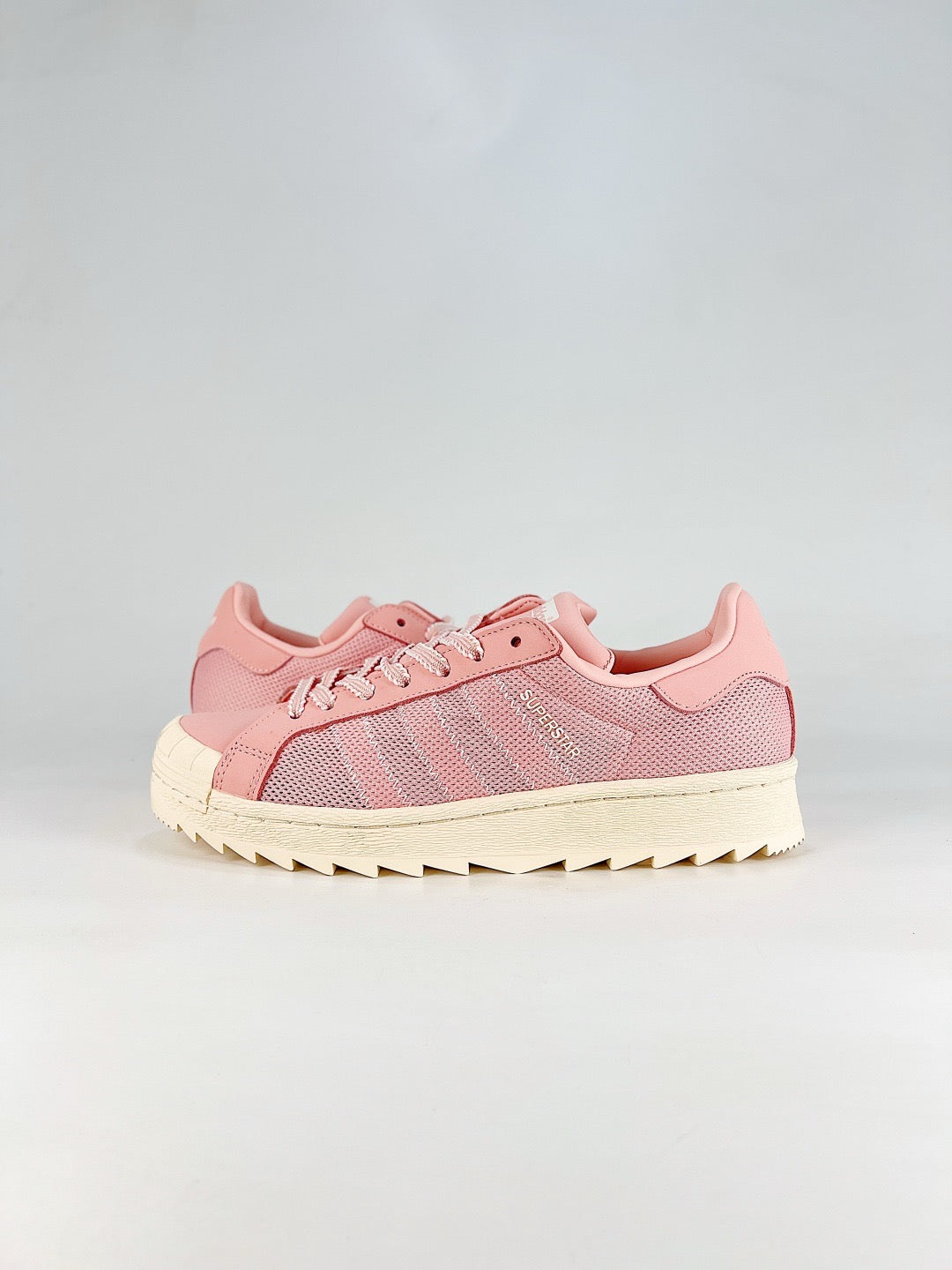 Adidas Superstar Pink Mesh Ripstop Serrated Sole Sneakers Unisex