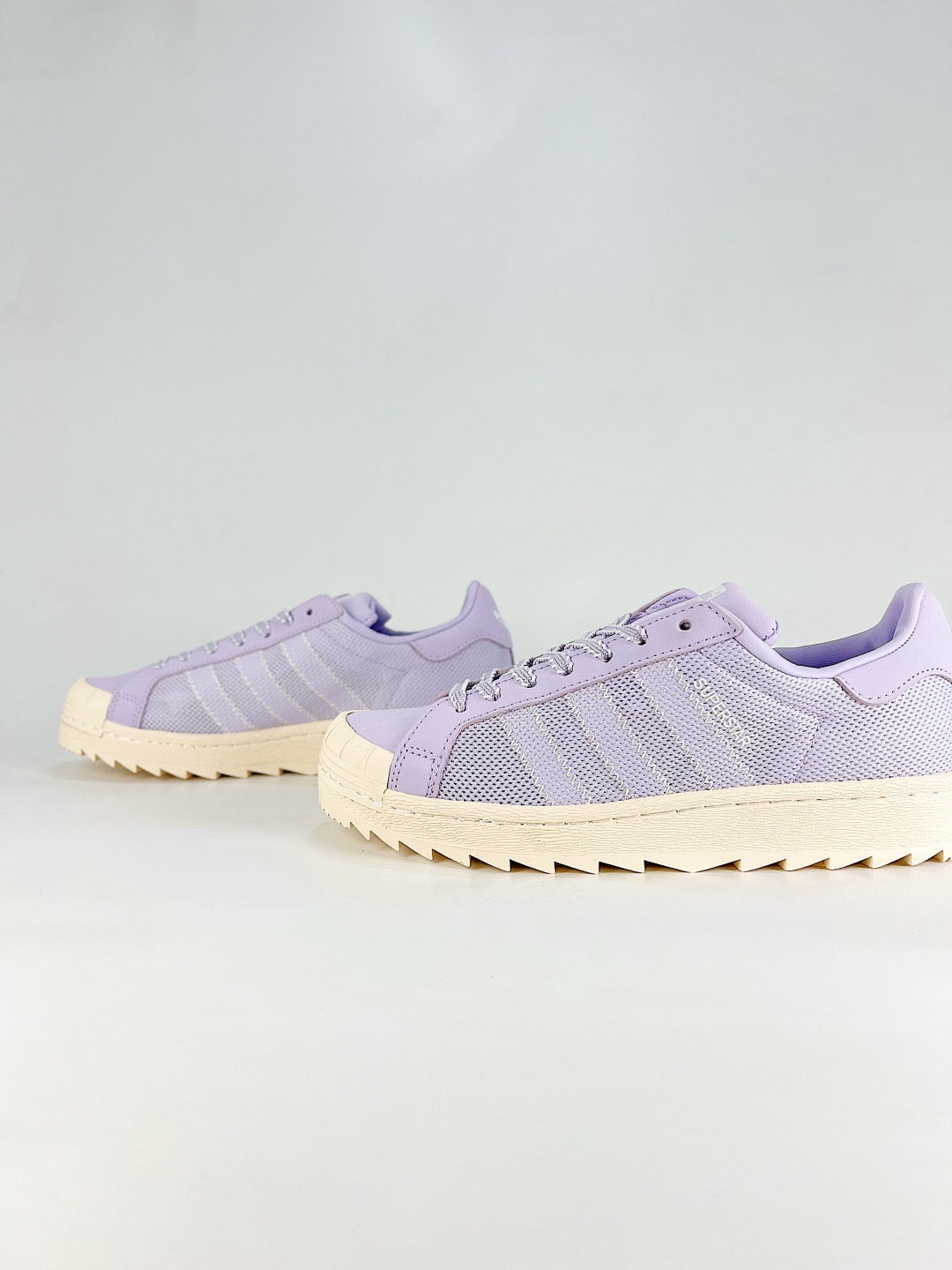 Adidas Superstar Lavender Mesh Serrated Sole Sneakers Unisex