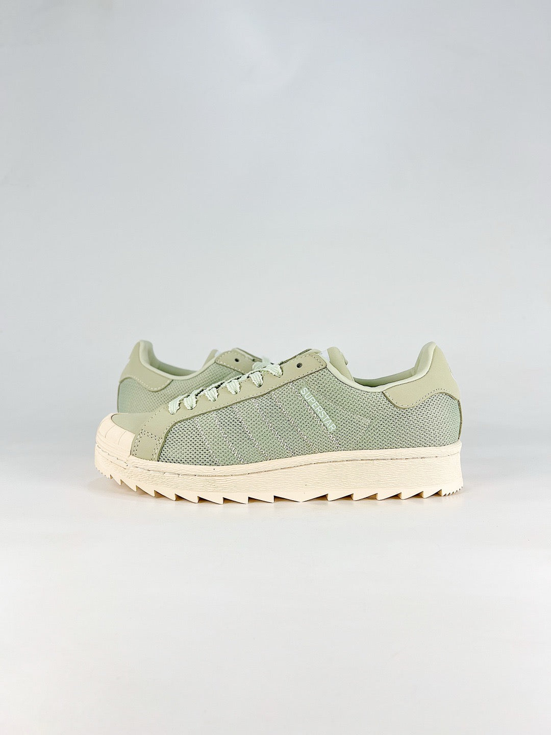 Adidas Superstar Sage Green Mesh Serrated Sole Sneakers Unisex