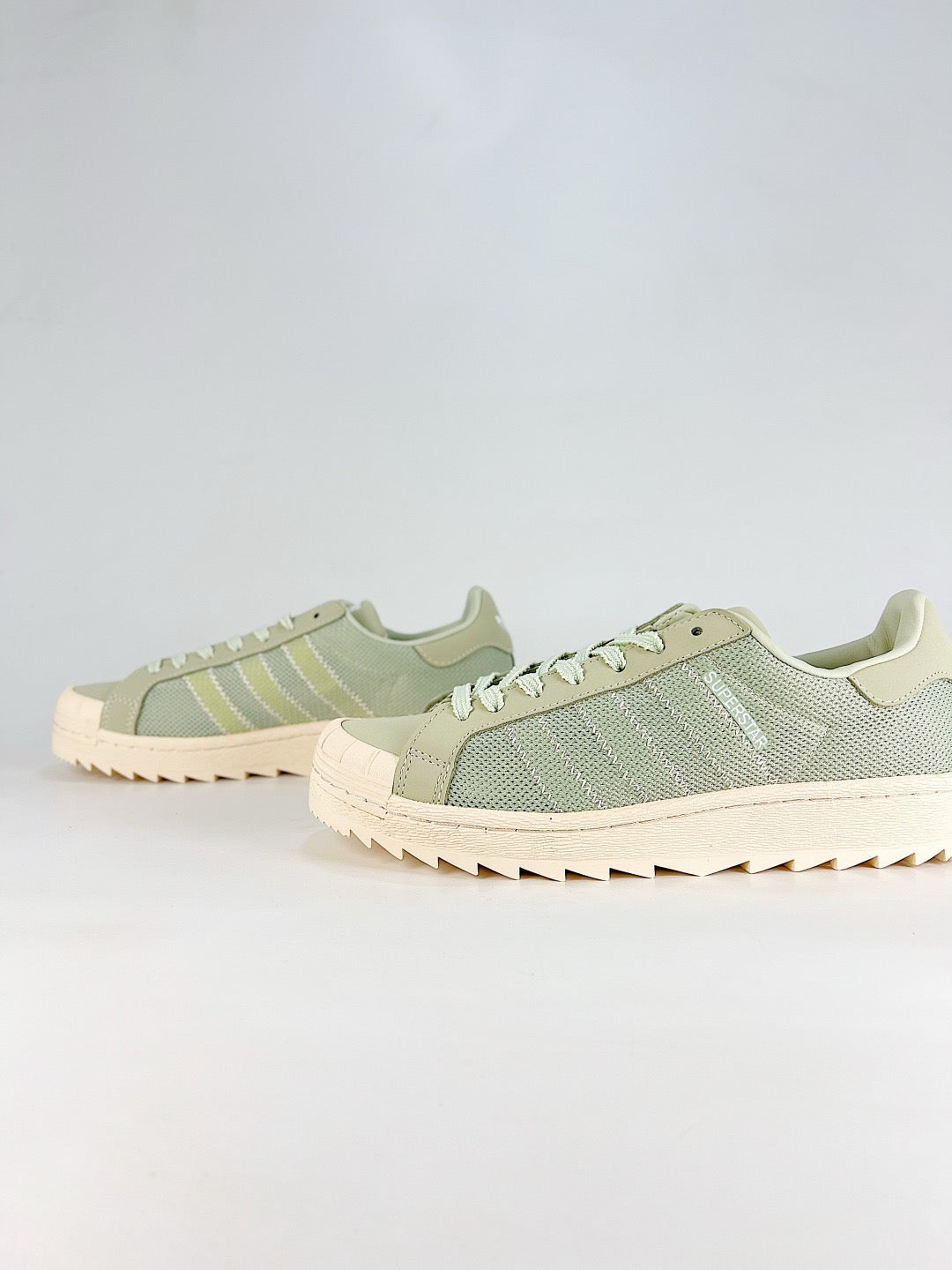 Adidas Superstar Sage Green Mesh Serrated Sole Sneakers Unisex