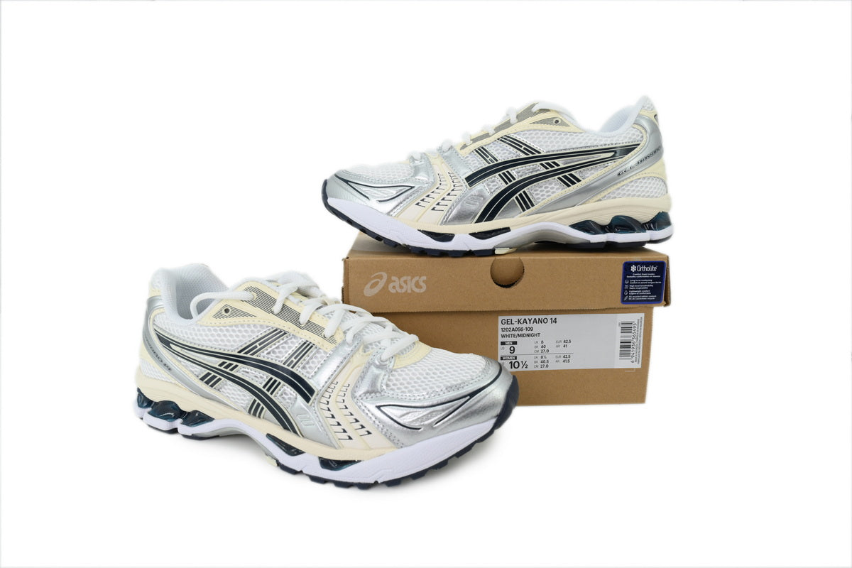 ASICS GEL-KAYANO 14 Unisex Retro Running Shoes Silver Cream Black