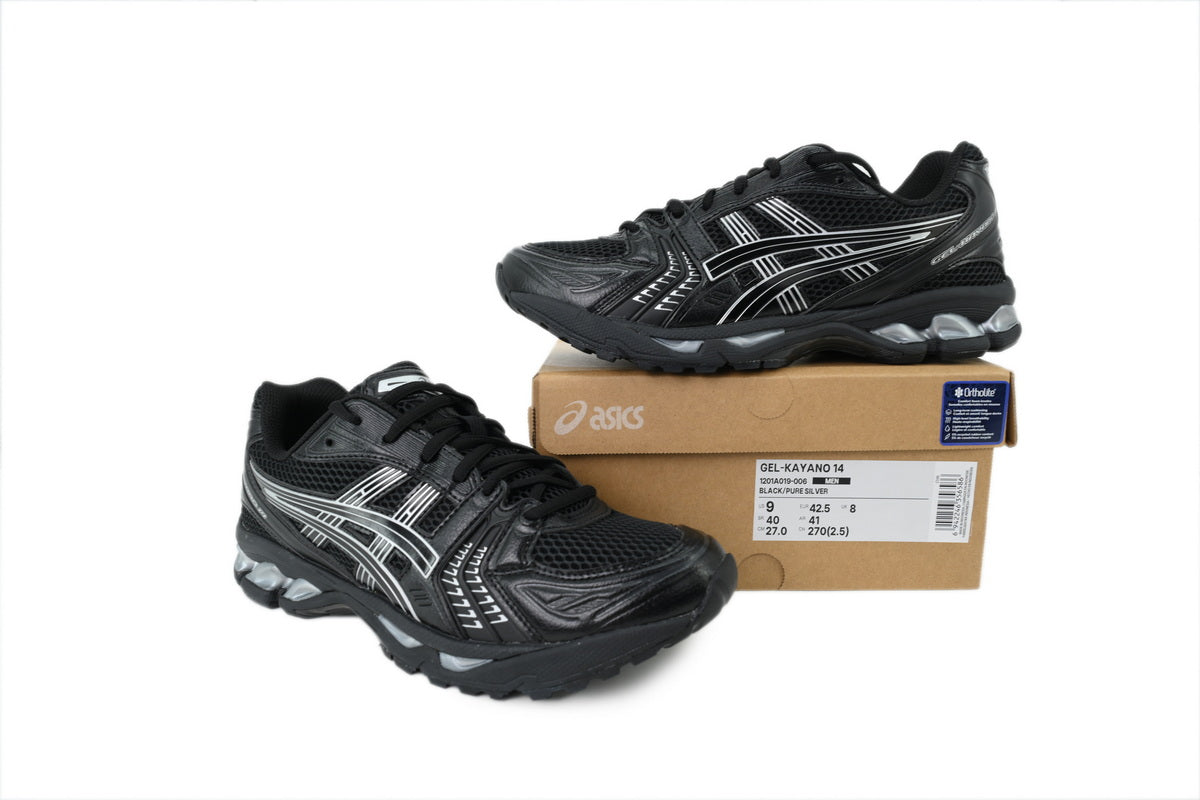 ASICS GEL-KAYANO 14 Unisex Retro Running Shoes Black Pure Silver
