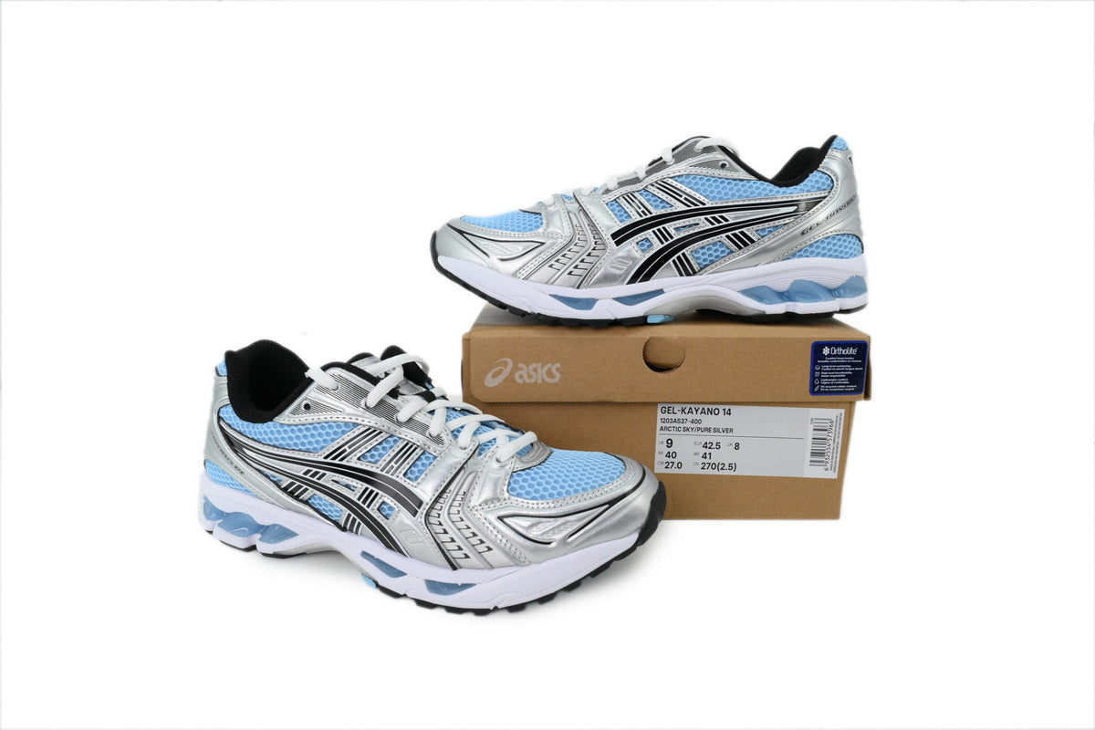 ASICS GEL-KAYANO 14 Unisex Retro Running Shoes Silver Light Blue Black