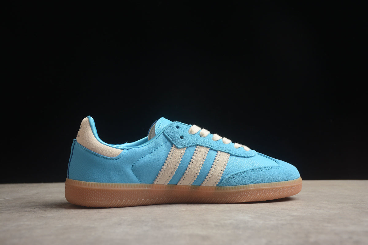 adidas Samba OG Low Top Sneakers Leather Suede Retro Gum Sole Casual Shoes Unisex Bright Blue & Off White