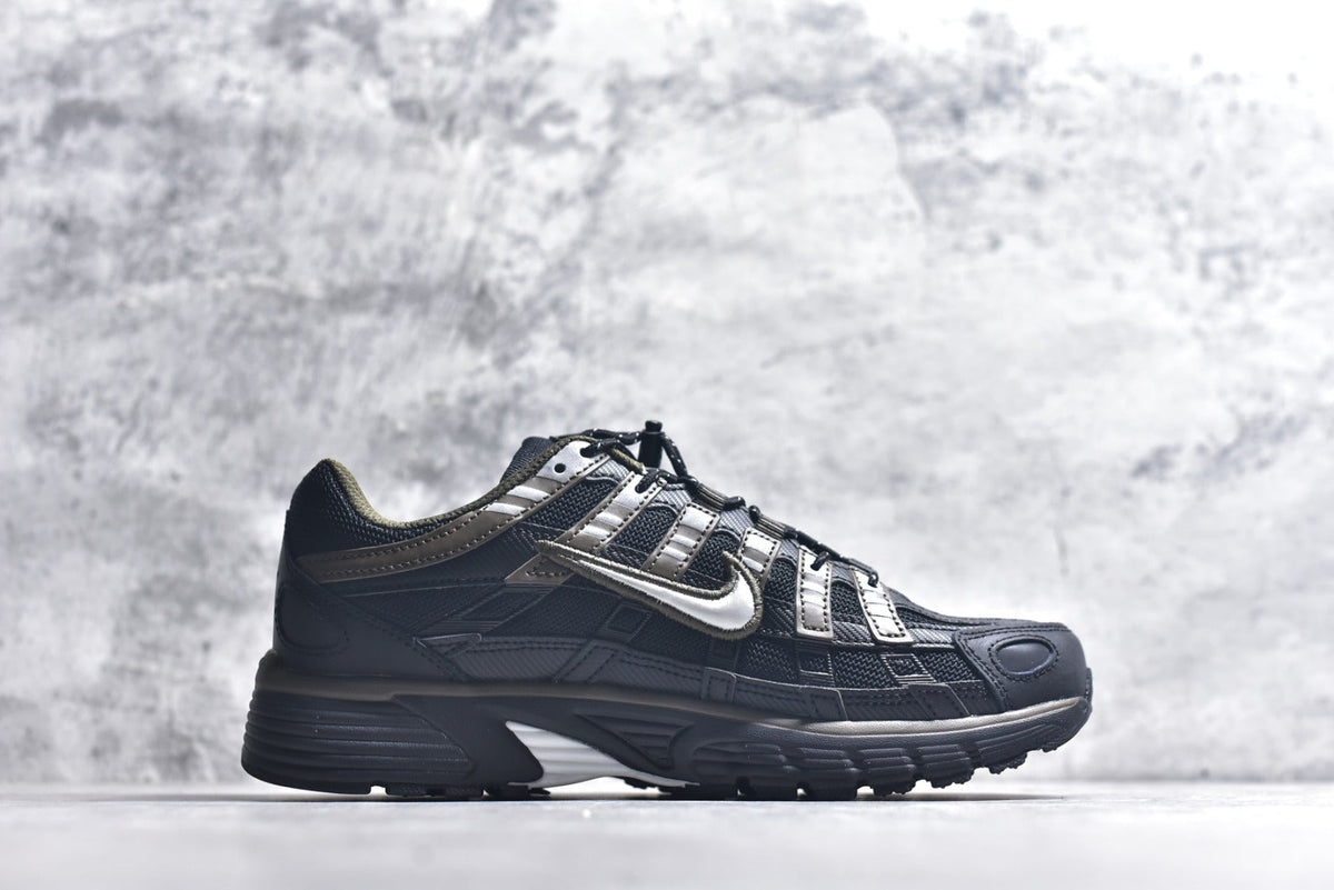 Nike P-6000 Sneakers Retro Metallic Silver Casual Running Shoes Unisex Black Olive