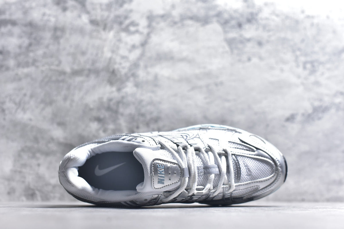 Nike P-6000 Sneakers Retro Metallic Silver Casual Running Shoes Unisex Silver Light Blue