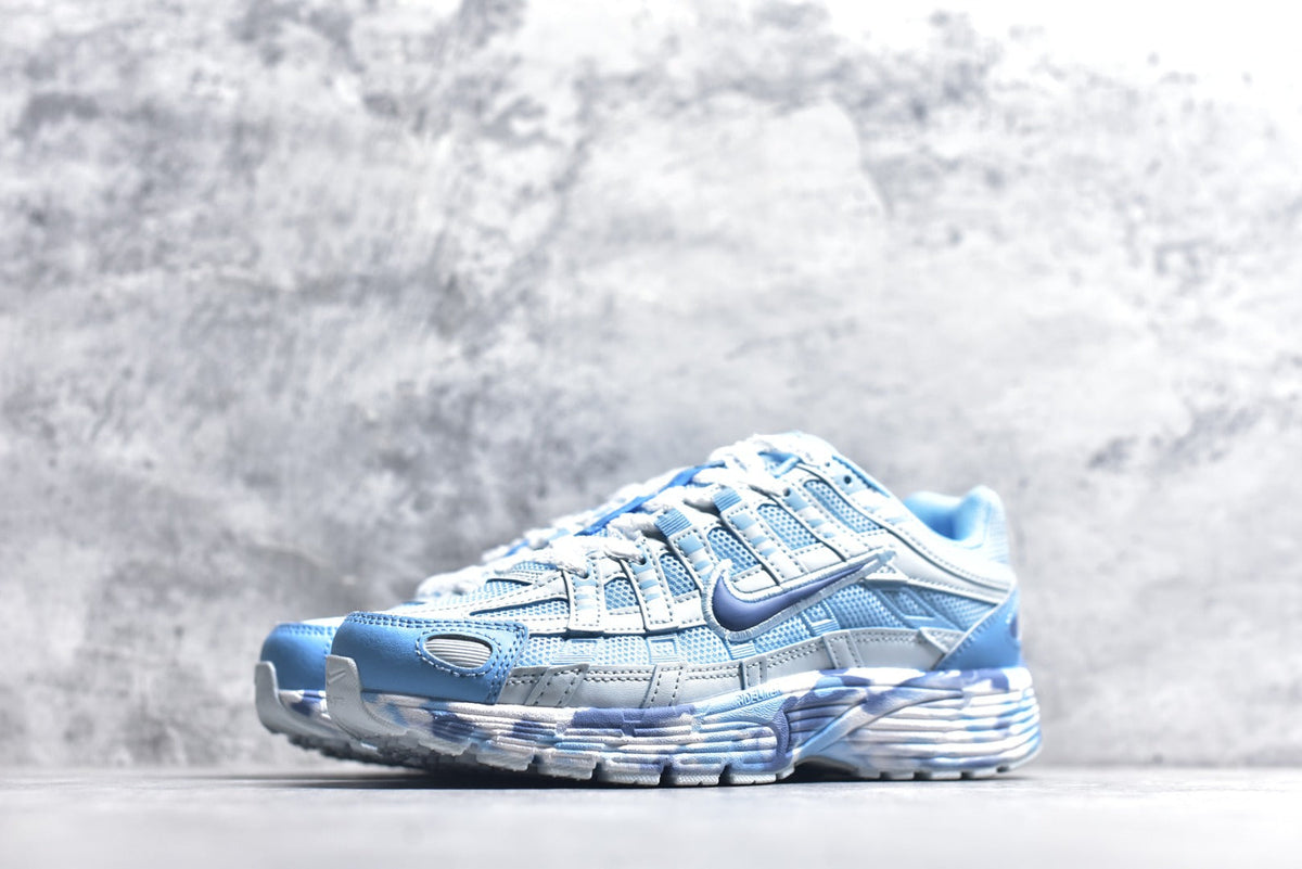 Nike P-6000 Sneakers Retro Metallic Silver Casual Running Shoes Unisex Light Blue Camo