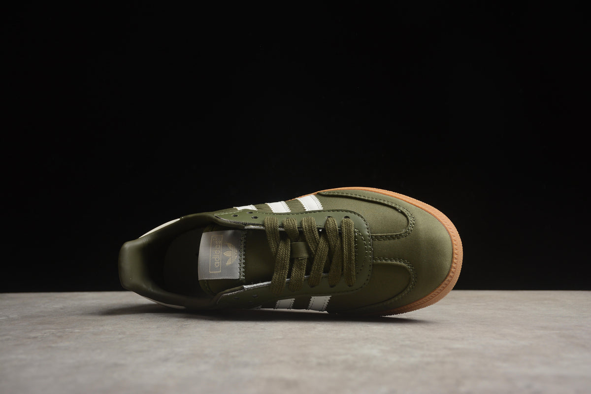 adidas Samba OG Unisex Retro Sneakers Olive Green Nylon Upper