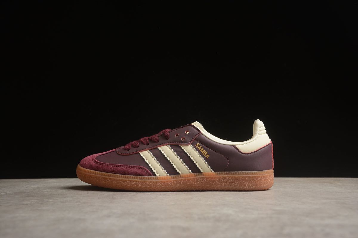 adidas Samba OG Low Top Sneakers Leather Suede Retro Gum Sole Casual Shoes Unisex Burgundy & Cream