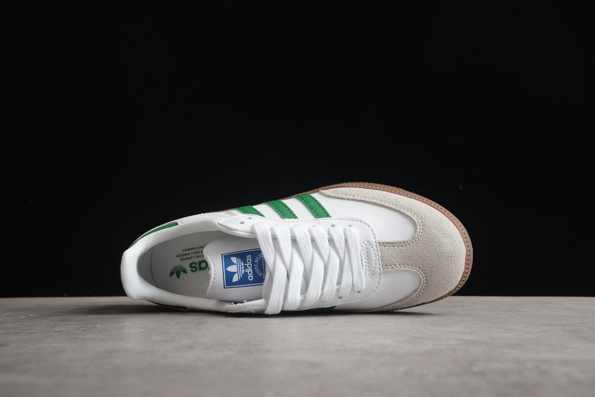 adidas Samba OG Low Top Sneakers Leather Suede Retro Gum Sole Casual Shoes Unisex white/green