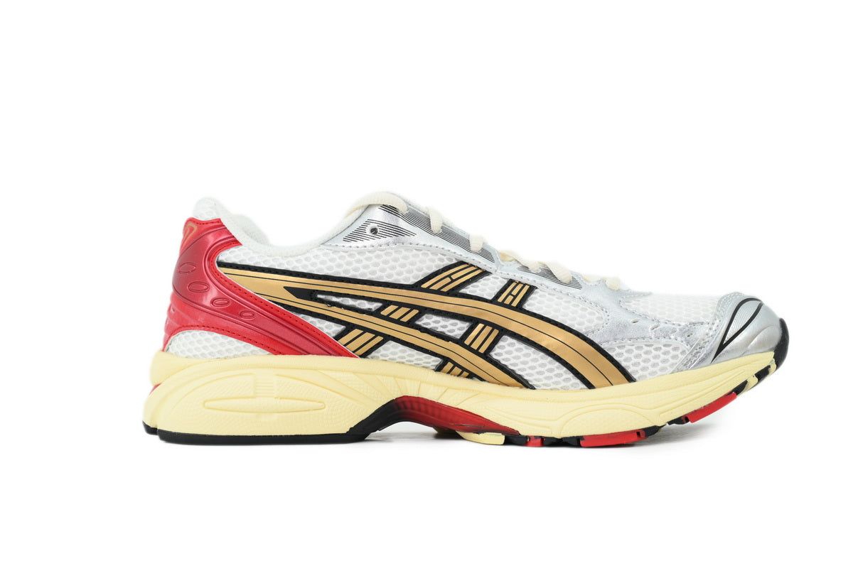ASICS GEL-KAYANO 14 Unisex Retro Running Shoes Cream Pure Gold Red
