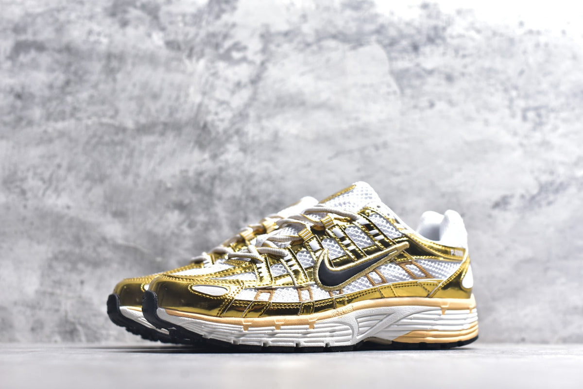 Nike P-6000 Sneakers Retro Metallic Silver Casual Running Shoes Unisex White Metallic Gold