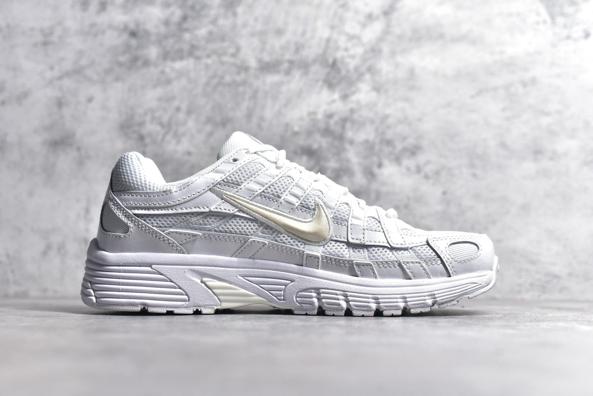 Nike P-6000 Sneakers Retro Metallic Silver Casual Running Shoes Unisex Triple White