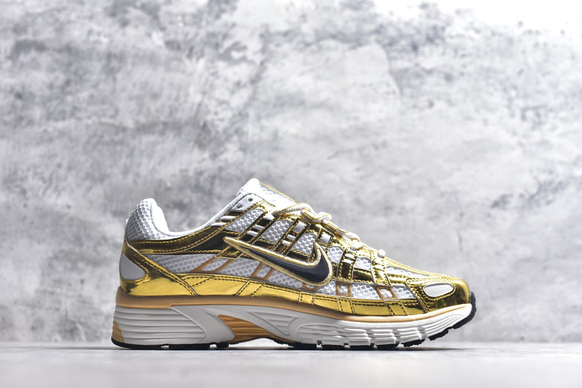 Nike P-6000 Sneakers Retro Metallic Silver Casual Running Shoes Unisex White Metallic Gold