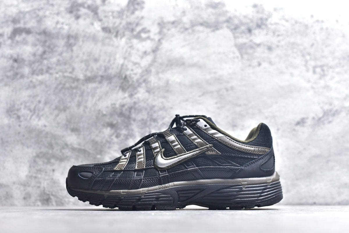 Nike P-6000 Sneakers Retro Metallic Silver Casual Running Shoes Unisex Black Olive