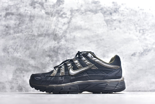 Nike P-6000 Sneakers Retro Metallic Silver Casual Running Shoes Unisex Black Olive