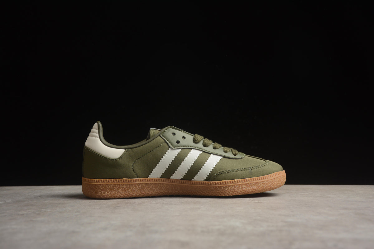 adidas Samba OG Unisex Retro Sneakers Olive Green Nylon Upper