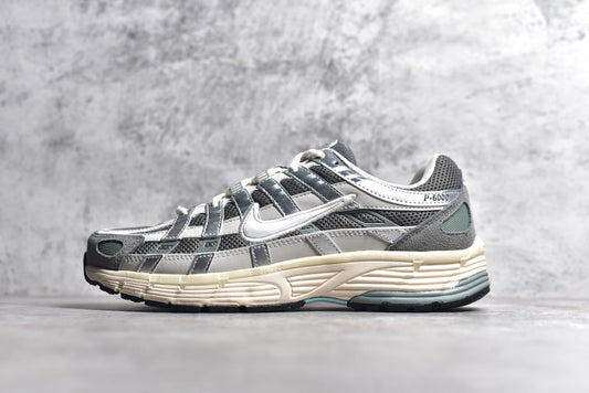 Nike P-6000 Sneakers Retro Metallic Silver Casual Running Shoes Unisex Grey Silver / Sage