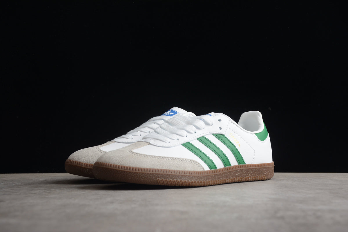 adidas Samba OG Low Top Sneakers Leather Suede Retro Gum Sole Casual Shoes Unisex white/green