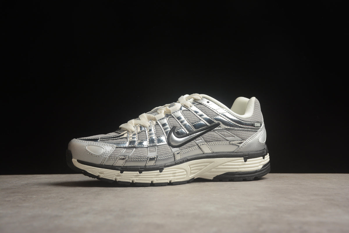 Nike P-6000 Sneakers Retro Metallic Silver Casual Running Shoes Unisex Metallic Silver / Sail