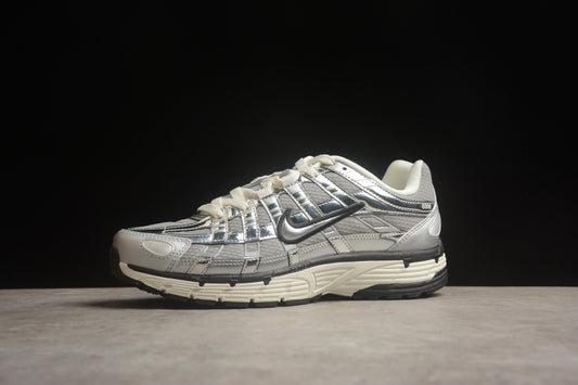 Nike P-6000 Sneakers Retro Metallic Silver Casual Running Shoes Unisex Metallic Silver / Sail