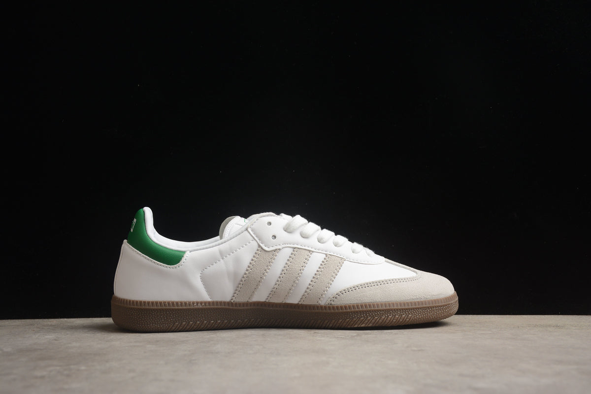 adidas Samba OG Low Top Sneakers Leather Suede Retro Gum Sole Casual Shoes Unisex White & Green