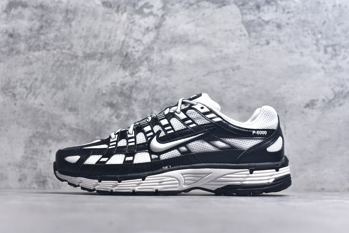 Nike P-6000 Sneakers Retro Metallic Silver Casual Running Shoes Unisex Black White