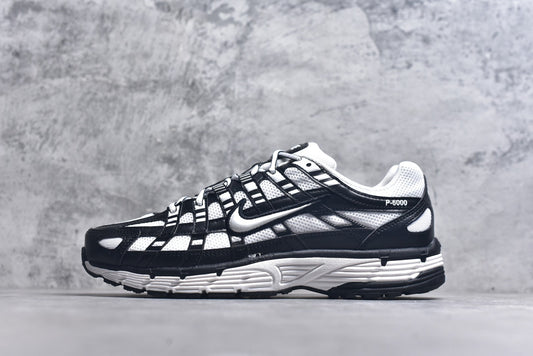 Nike P-6000 Sneakers Retro Metallic Silver Casual Running Shoes Unisex Black White