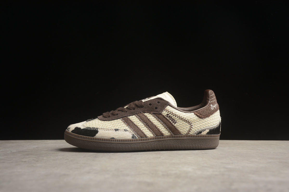 adidas Samba OG Unisex Retro Sneakers Leather & Suede Daily Casual Shoes Cow Print Mesh Brown