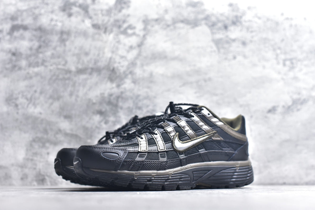 Nike P-6000 Sneakers Retro Metallic Silver Casual Running Shoes Unisex Black Olive