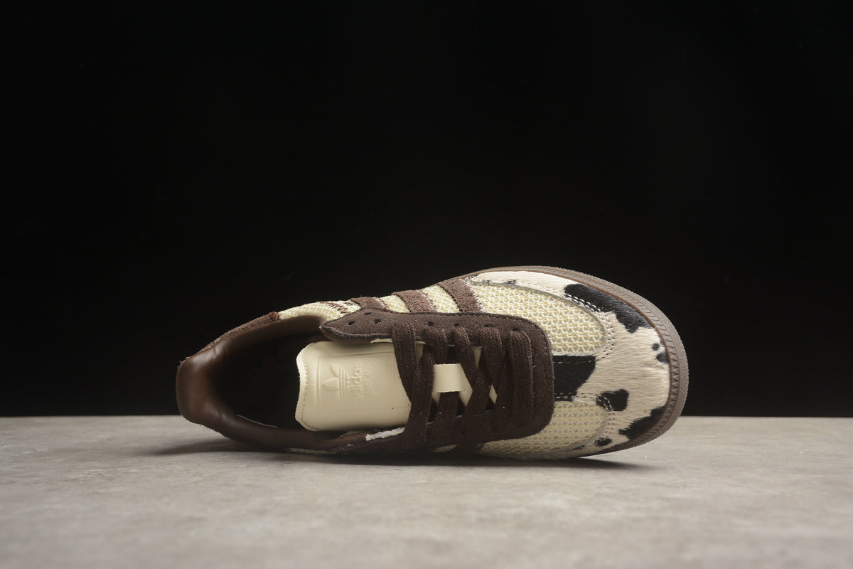 adidas Samba OG Unisex Retro Sneakers Leather & Suede Daily Casual Shoes Cow Print Mesh Brown
