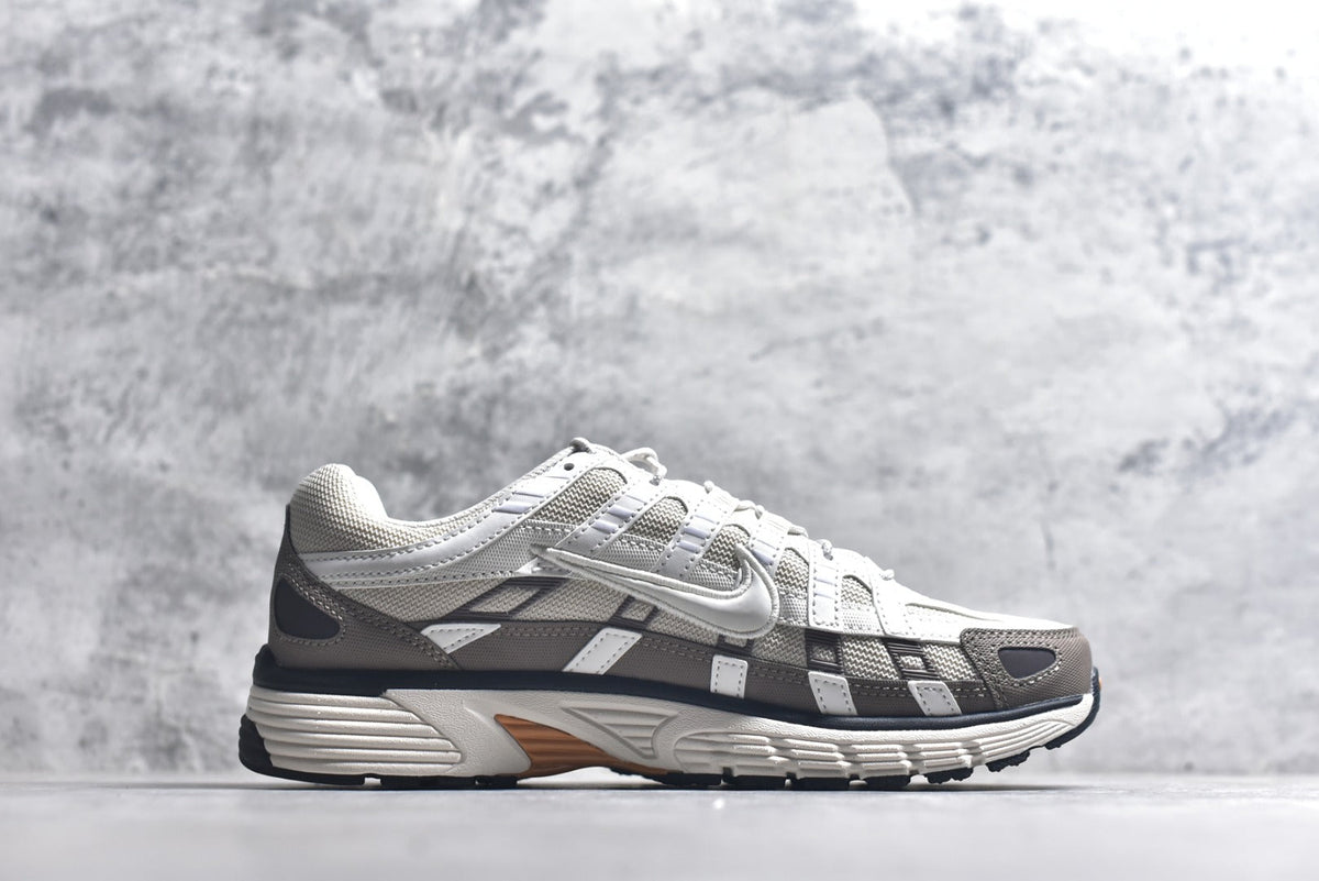 Nike P-6000 Sneakers Retro Metallic Silver Casual Running Shoes Unisex White / Brown
