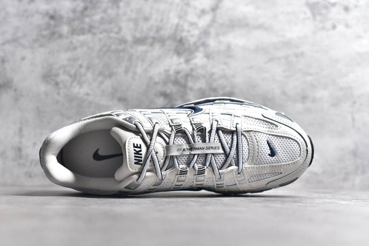 Nike P-6000 Sneakers Retro Metallic Silver Casual Running Shoes Unisex White Navy