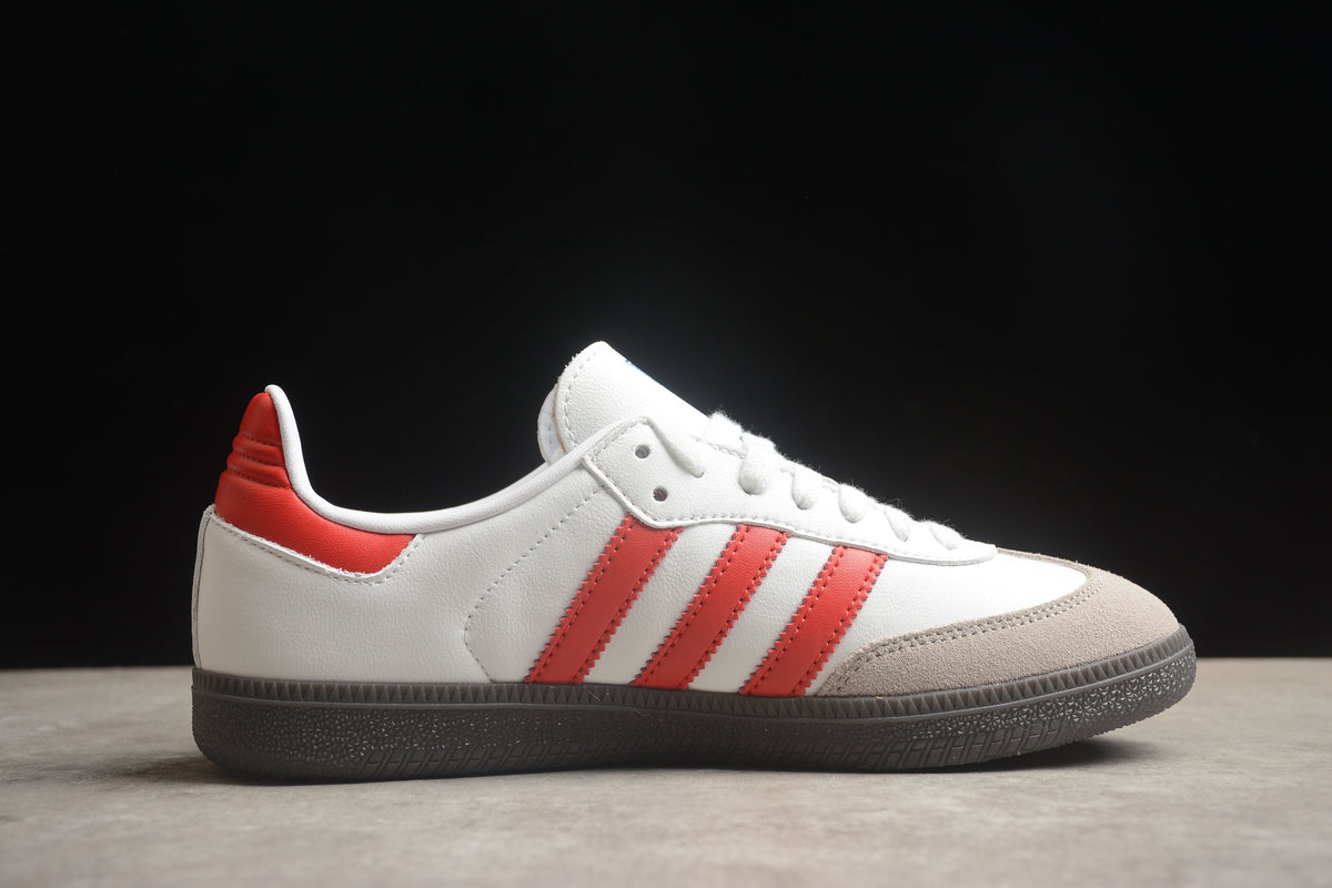 adidas  Samba OG Low Top Sneakers Leather Suede Retro Gum Sole Casual Shoes Unisex Cream White / Red