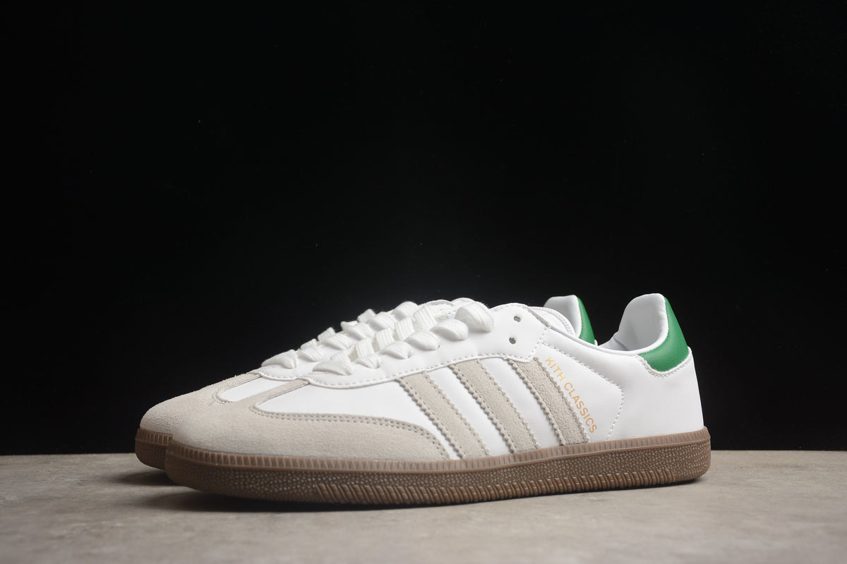 adidas Samba OG Low Top Sneakers Leather Suede Retro Gum Sole Casual Shoes Unisex White & Green