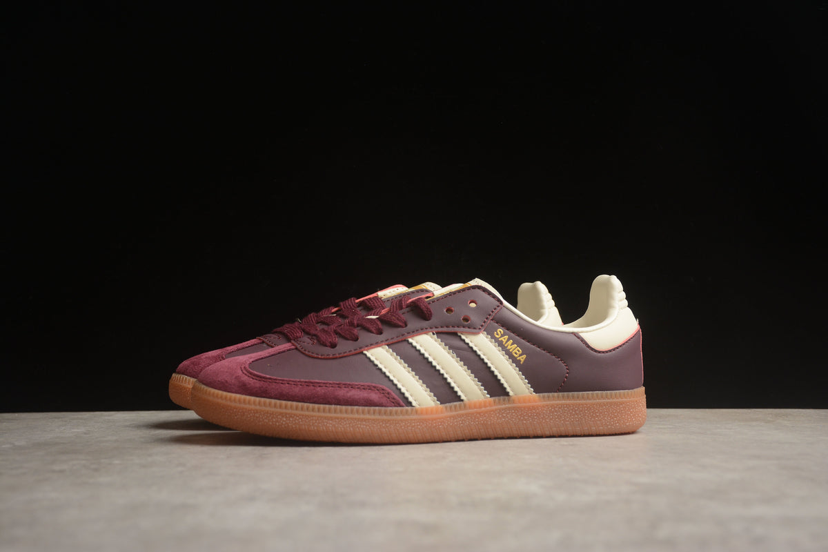 adidas Samba OG Low Top Sneakers Leather Suede Retro Gum Sole Casual Shoes Unisex Burgundy & Cream