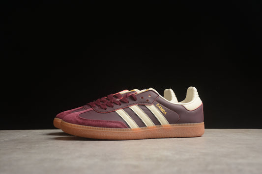 adidas Samba OG Low Top Sneakers Leather Suede Retro Gum Sole Casual Shoes Unisex Burgundy & Cream