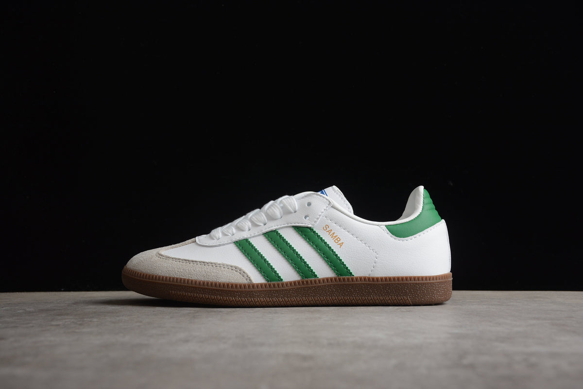 adidas Samba OG Low Top Sneakers Leather Suede Retro Gum Sole Casual Shoes Unisex white/green