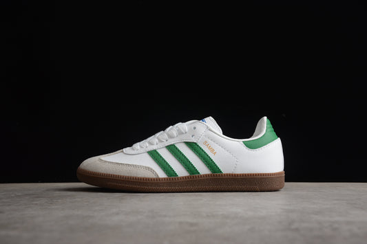 adidas Samba OG Low Top Sneakers Leather Suede Retro Gum Sole Casual Shoes Unisex white/green