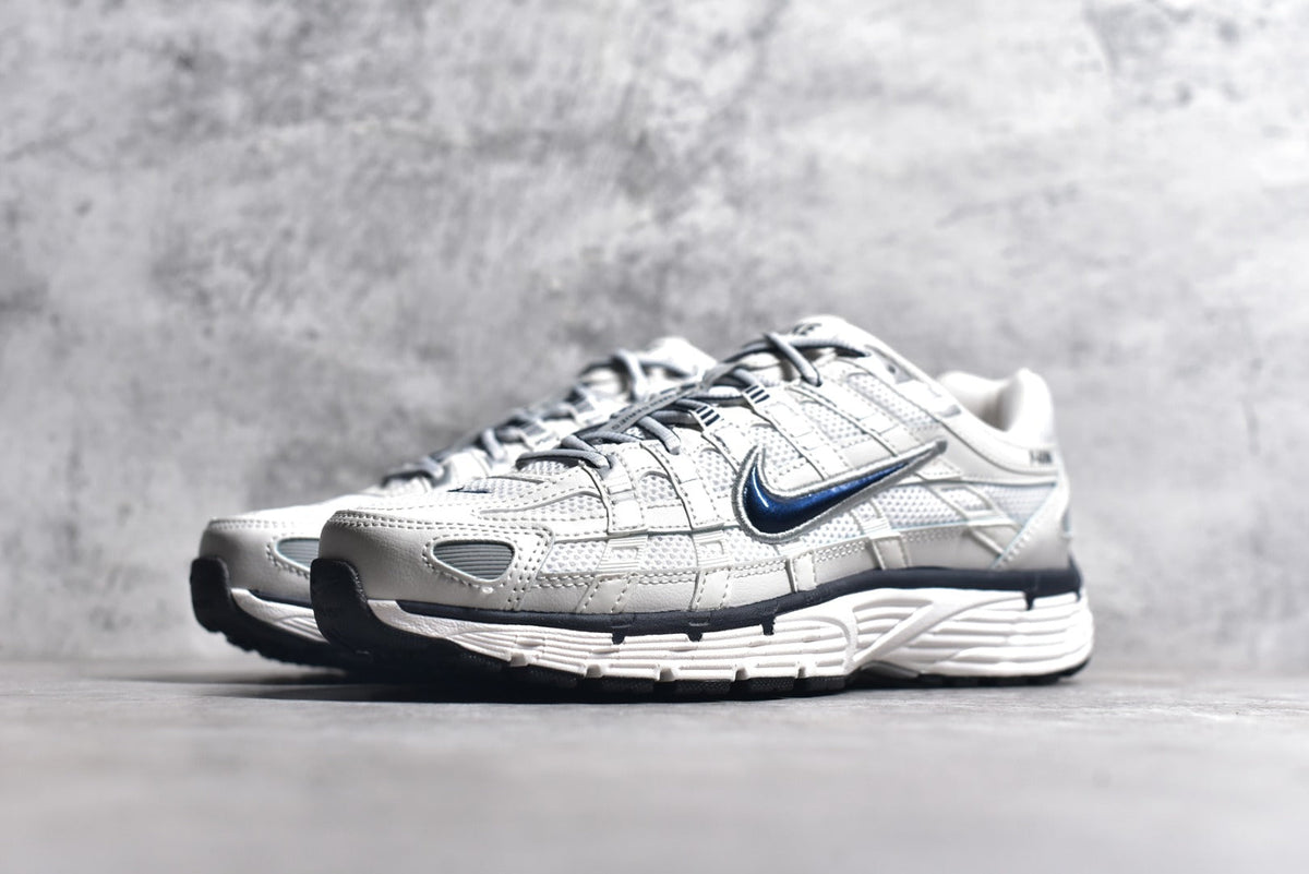Nike P-6000 Sneakers Retro Metallic Silver Casual Running Shoes Unisex White Navy