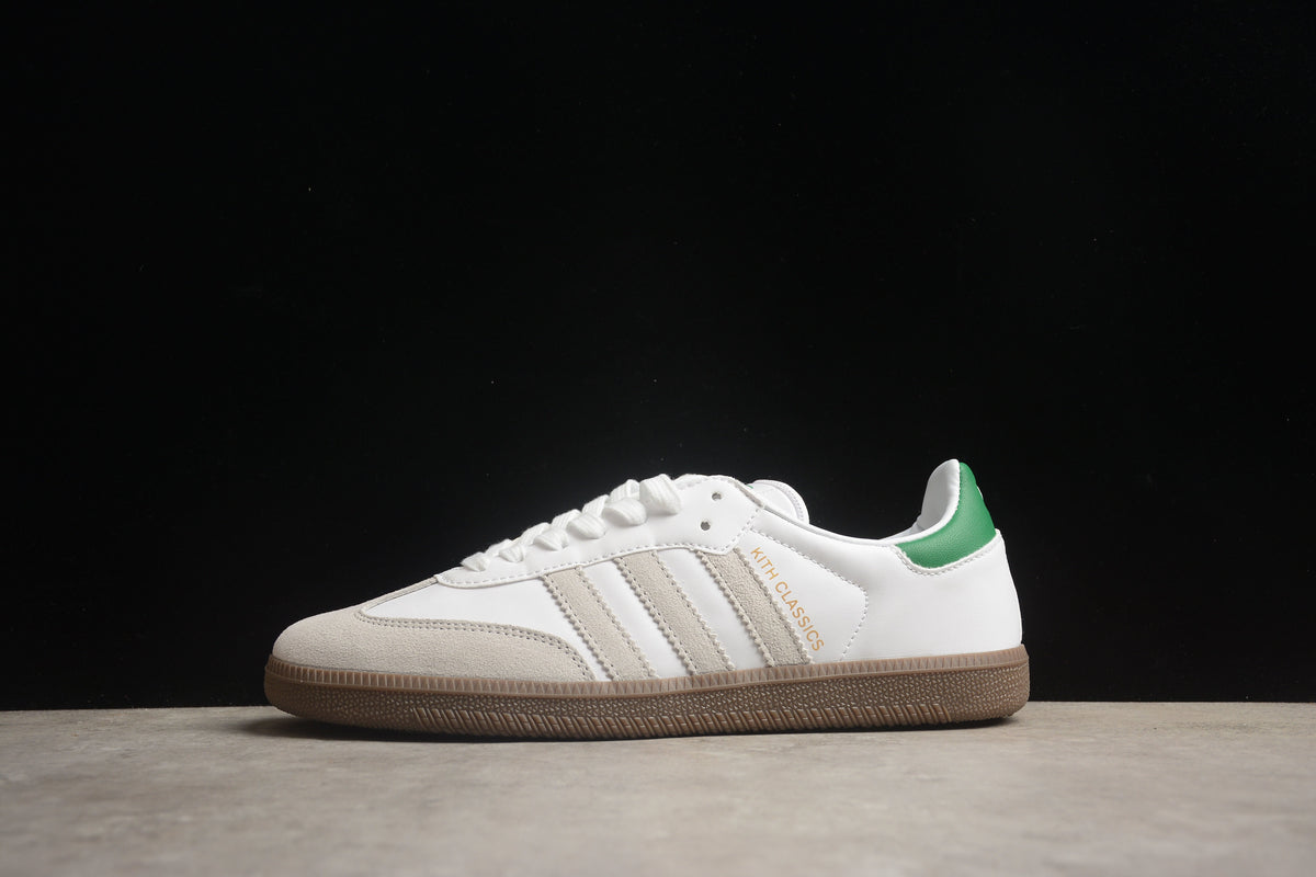 adidas Samba OG Low Top Sneakers Leather Suede Retro Gum Sole Casual Shoes Unisex White & Green