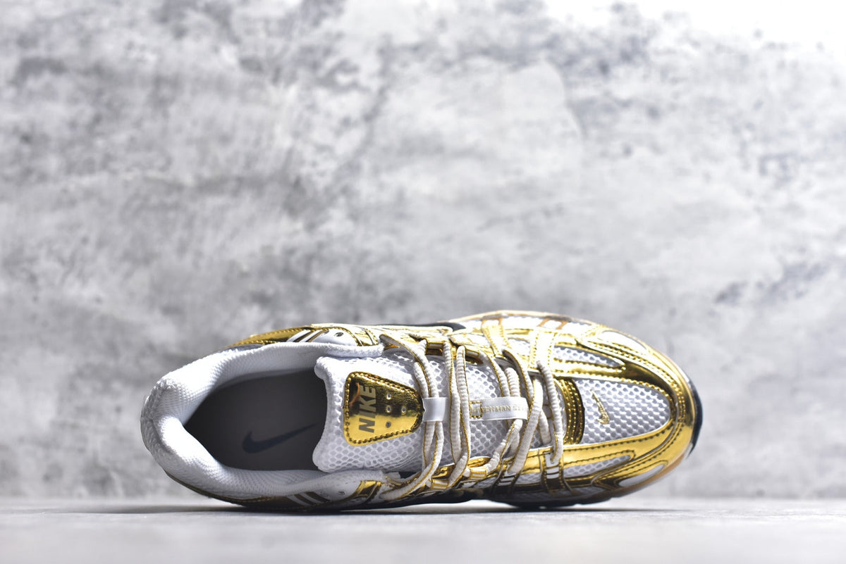 Nike P-6000 Sneakers Retro Metallic Silver Casual Running Shoes Unisex White Metallic Gold