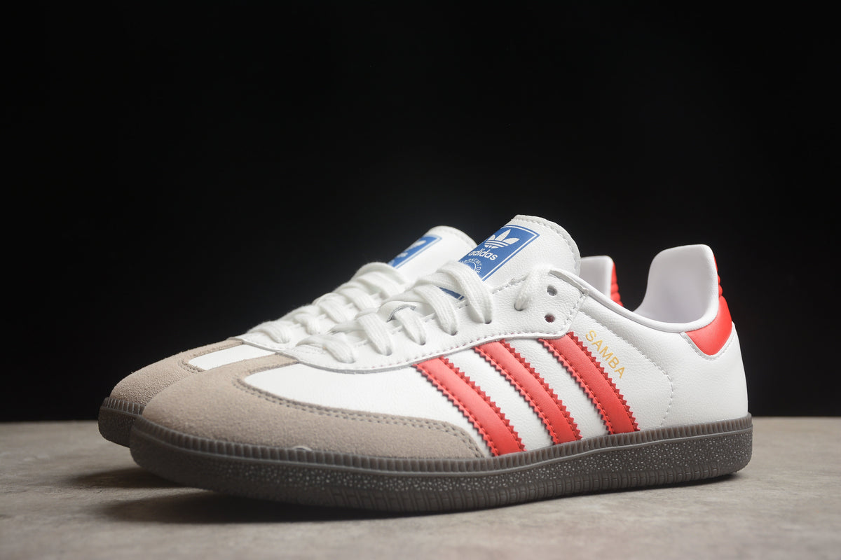 adidas  Samba OG Low Top Sneakers Leather Suede Retro Gum Sole Casual Shoes Unisex Cream White / Red