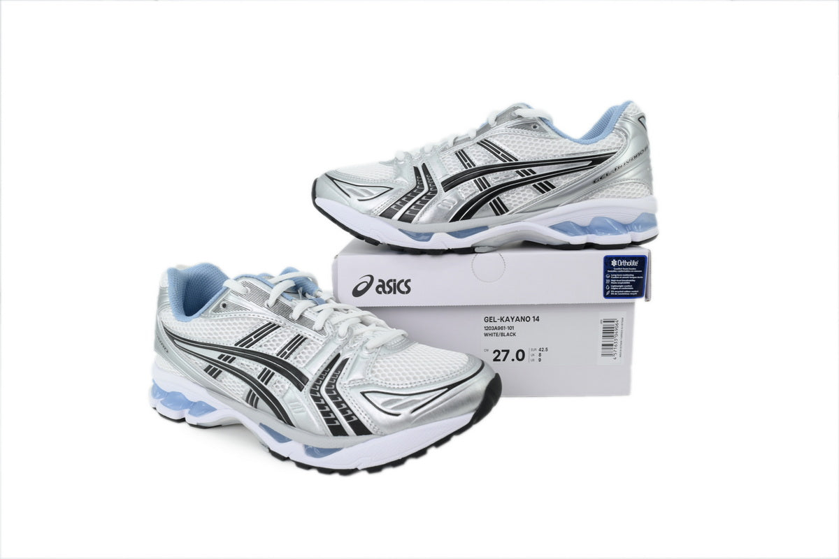 ASICS GEL-KAYANO 14 Unisex Retro Running Shoes WHITE/BLACK