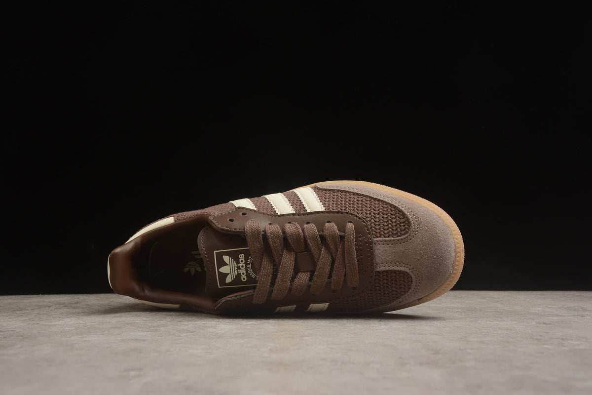 adidas Samba OG Unisex Retro Sneakers Brown Knit Mesh